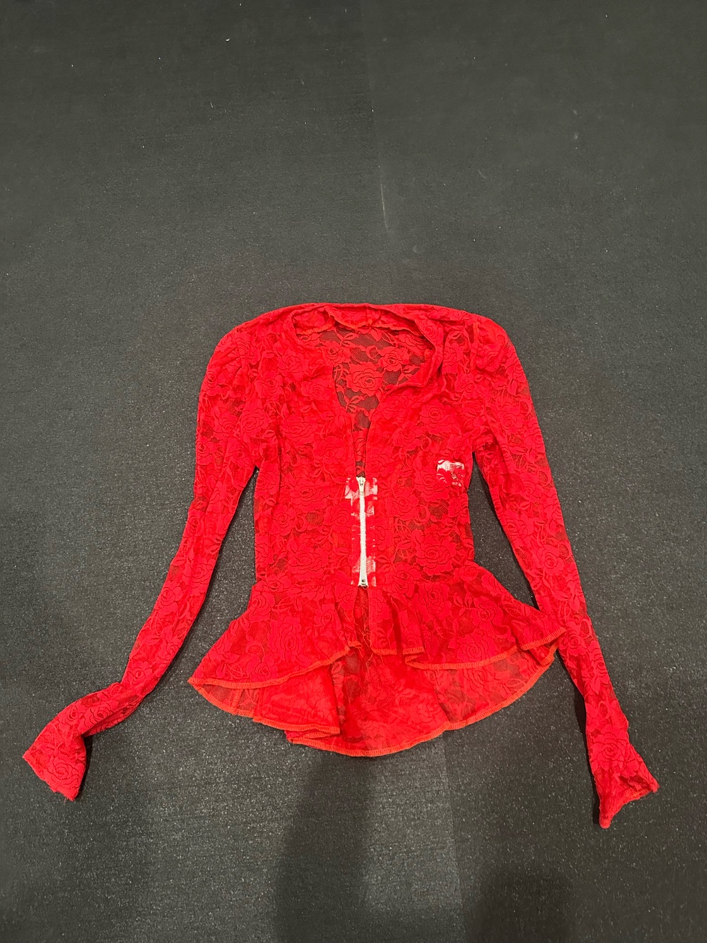 Kelle lace and unitard Red Zip-Front top jazz costume MA